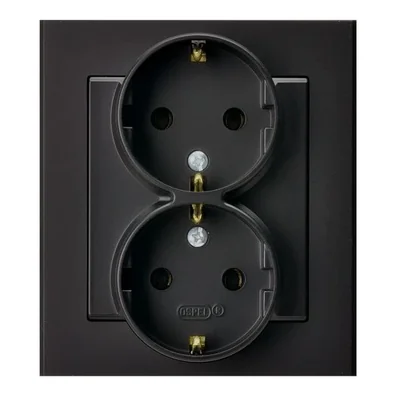 SONATA Gniazdo podwójne z uziemieniem schuko czarny metalik