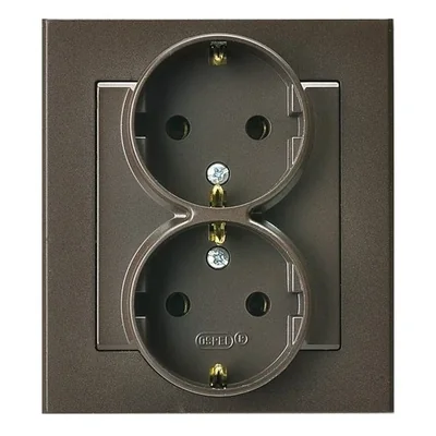 SONATA Gniazdo podwójne z uziemieniem schuko czekoladowy metalik