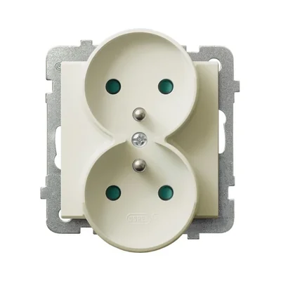 SONATA Gniazdo podwójne z uziemieniem z przesłonami torów prądowych écru