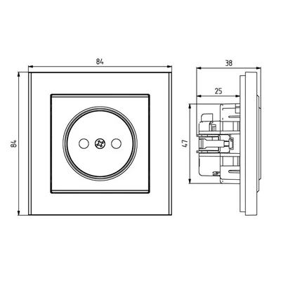 SONATA Gniazdo pojedyncze z przesłonami biały, wyposażone w przesłony torów prądowych