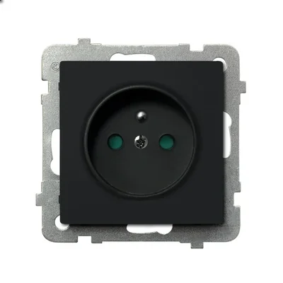 SONATA Gniazdo pojedyncze z uziemieniem, czarny metalik, wyposażone w przesłony torów prądowych