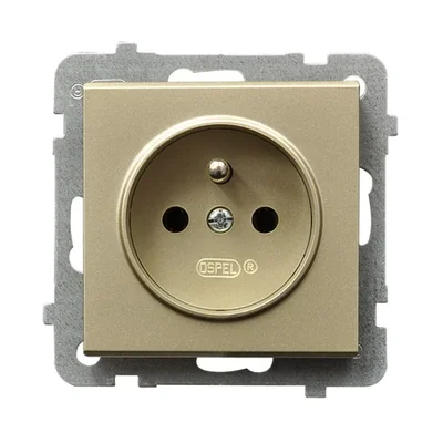 SONATA Gniazdo pojedyncze z uziemieniem szampański złoty
