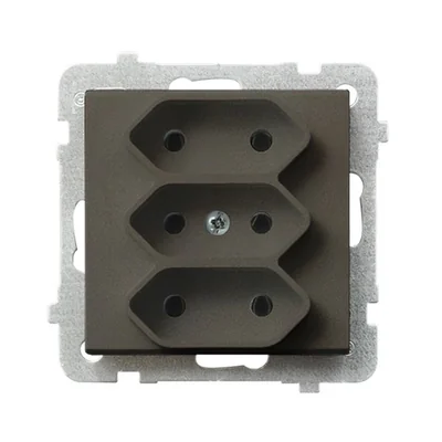 SONATA Gniazdo potrójne EURO czekoladowy metalik