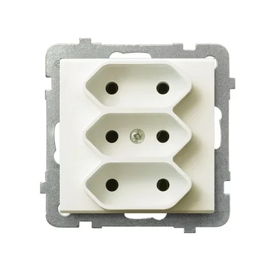 SONATA Gniazdo potrójne EURO ecru