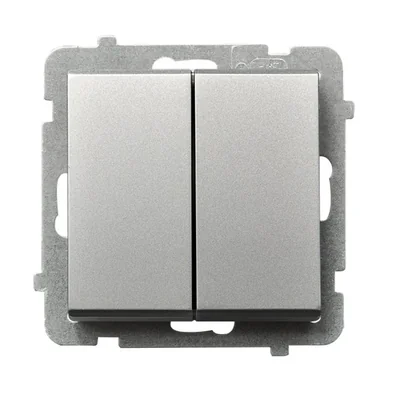 SONATA Łącznik schodowy + jednobiegunowy srebro mat, bez ramki