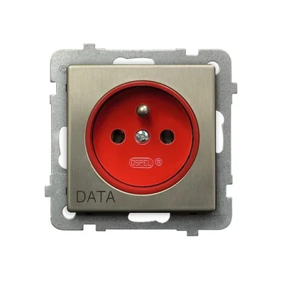 SONATA STAL INOX Gniazdo pojedyncze z uziemieniem DATA, nowe srebro