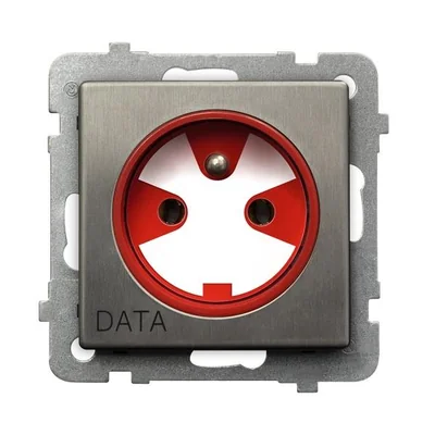 SONATA STAL INOX Gniazdo pojedyncze z uziemieniem DATA, stal inox, z kluczem uprawniającym