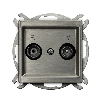 SONATA STAL INOX Gniazdo RTV przelotowe ZAP-14 stal inox