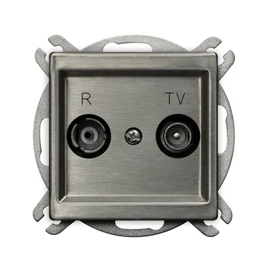 SONATA STAL INOX Gniazdo RTV przelotowe ZAP-14 stal inox