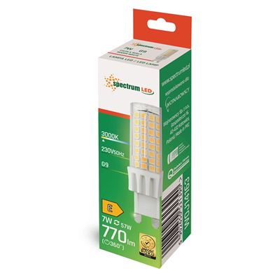 SPECTRUM Żarówka LED 7W 230V G9 270st WW