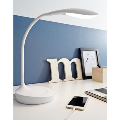 SWAN Lampa USB biurkowa biała