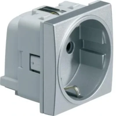 SYSTO Gniazdo SCHUKO z przesłonami styków 2 moduły 16A/230V aluminium