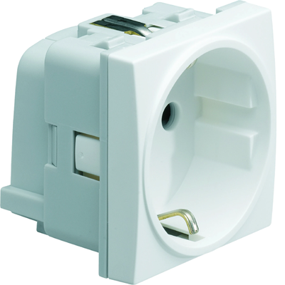 SYSTO Gniazdo SCHUKO z przesłonami styków 2 moduły 16A/230V białe