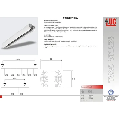 Szyna trójfazowa 3m (szara)