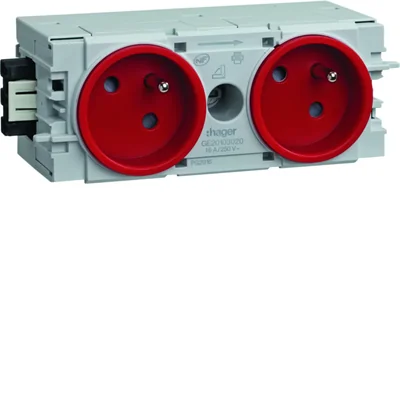 TEHALIT.WA Gniazdo kanałowe 2-krotne 2P+Z WAGO C-profil czerwone