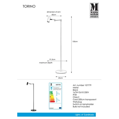 TORINO Lampa podłogowa czarna