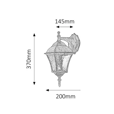 TOSCANA Lampa ścienna zewnętrzna dół złoto antyczne
