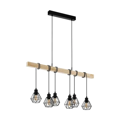 TOWNSHEND  5 Lampa wisząca sześciopunktowa z kloszem czarna