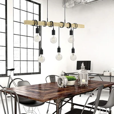 TOWNSHEND Lampa wisząca 100cm drewno/czarny