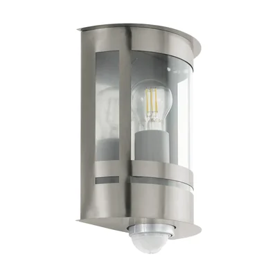 TRIBANO Lampa ścienna z czujnikiem ruchu/zmierzchu stal