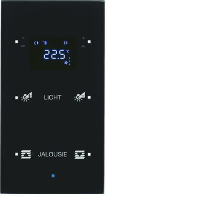 TS KNX Sensor 2-krotny z regulatorem temperatury konfigurowalny szkło czarny