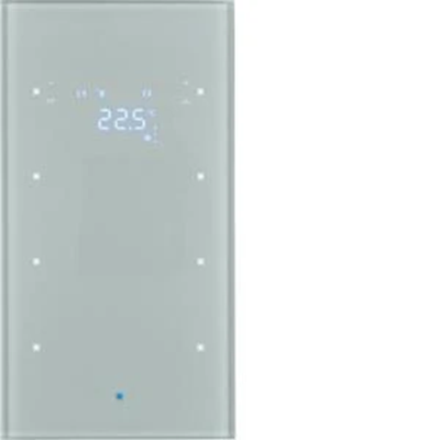 TS KNX Sensor 3-krotny z regulatorem temperatury szkło aluminium