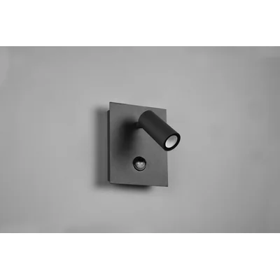 TUNGA Lampa ścienna 4W LED 420lm 3000K IP54 antracytowa z czujnikiem ruchu