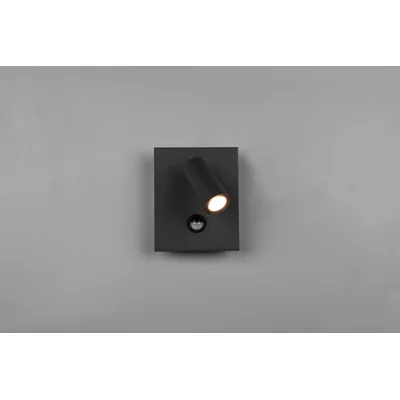 TUNGA Lampa ścienna 4W LED 420lm 3000K IP54 antracytowa z czujnikiem ruchu