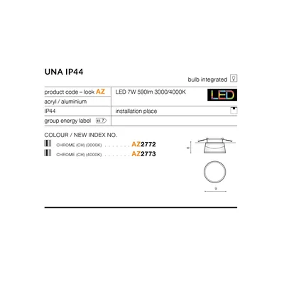 UNA 3000K Lampa sufitowa wpuszczana chrom