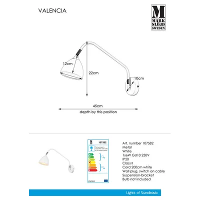 VALENCIA Lampa ścienna biała