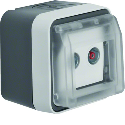 W.1 Gniazdo antenowe R+TV przelotowe 10dB z pokrywą kompletne IP55 szare