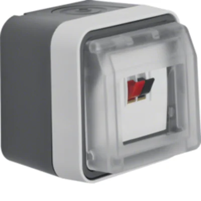 W.1 Gniazdo głośnikowe pojedyncze z pokrywą kompletne IP55 szare