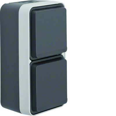 W.1 Gniazdo Schuko 2P+Z kompletne 2-krotne pionowe IP55 szare