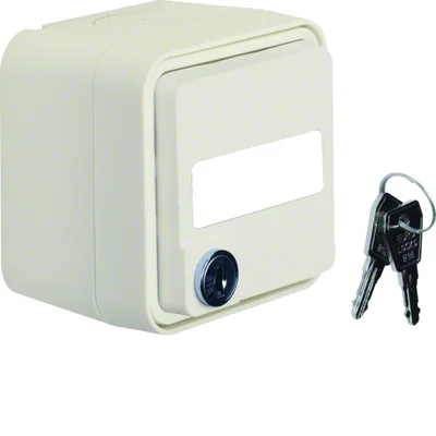 W.1 Gniazdo Schuko 2P+Z na klucz z polem opisowym rózne zamki kompletne IP55 białe