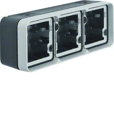 W.1 Puszka natynkowa 3-krotna pozioma 2 wejścia IP55 ciemnoszara