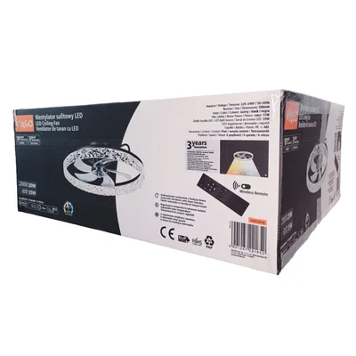 Wentylator sufitowy LED VIAGO 20W+15W 2000lm z pilotem cichy czarny