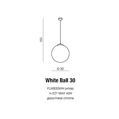 WHITE BALL 30 Lampa wisząca biała