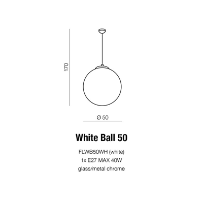WHITE BALL 50 Lampa wisząca biała